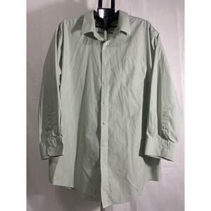 Lands End Men’s Wrinkle Free Broadcloth Green and White Striped Size 20x35 READ